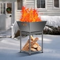 thumbnail image 6 of Stainless Steel Square Wood Fire Pit with Grill, 2‑in‑1 Outdoor Firepit with Ash Pan & Wood Storage, Portable for Backyard, Patio, Camping, 6 of 6