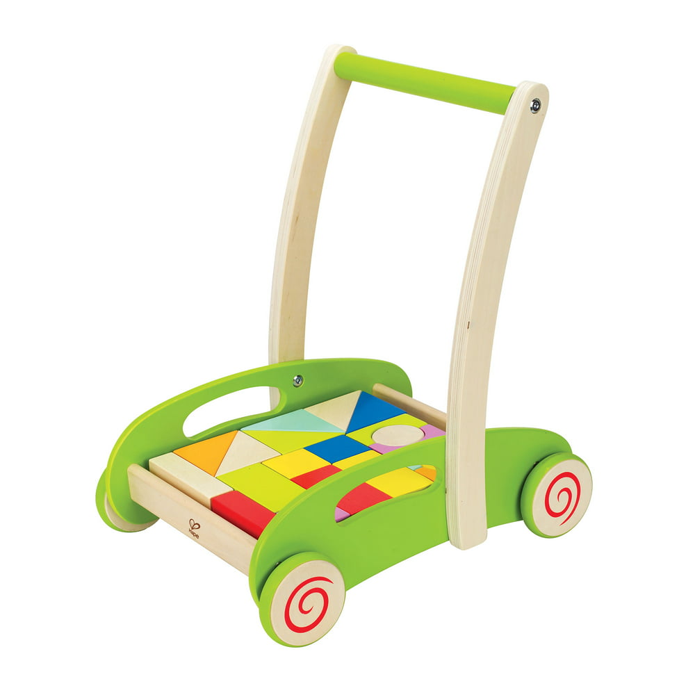 Hape Toys Block and Roll Toddler Push & Pull Toy Walker Cart with ...