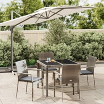vidaXL 5 Piece Patio Dining Set with Cushions Black Poly Rattan