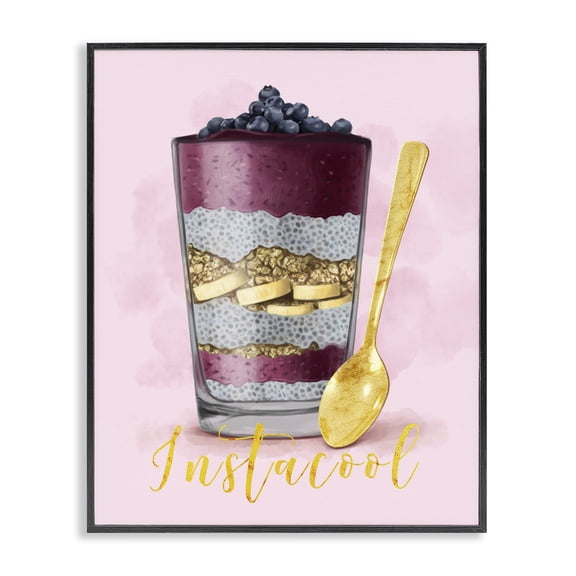 Stupell Industries Contemporary Instacool Fruit Parfait Gold Pink Black Framed Giclee Art, 11 x 14, by Ziwei Li