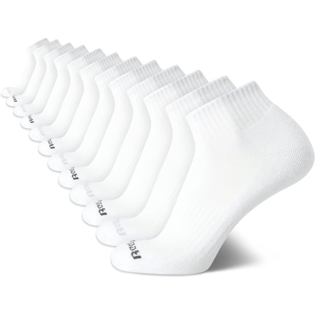 Medias Reebok para hombre, corte quarter, rendimiento, paquete de 12, blancas