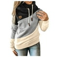 thumbnail image 2 of Dyfzdhu Hoodies for Women Sleeve Casual Hoodie Splice Contrast Long Sweatshirt Solid Strap Tops & Sweatshirts, 2 of 2