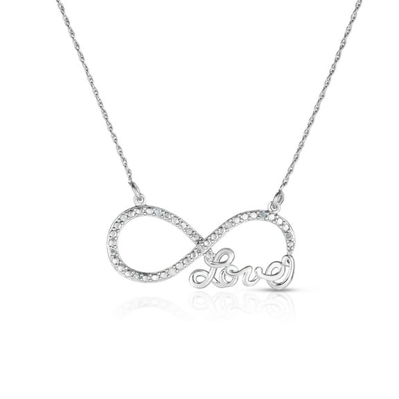 Natalia Drake 1/10 Cttw Diamond Infinity Love Necklace for Women in Rhodium Plated Sterling Silver