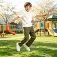 thumbnail image 5 of ZBSOKO Boys Pull On Pants Straight Leg Solid Color Casual Pant with Side Pockets Elastic Waist Open Bottom Trousers for Teen 5-14 Years, 5 of 7