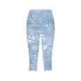 thumbnail image 4 of Feancey Capri Pants for Women High Waist Tummy Control Floral Printed Leggings Summer Casual Gym Workout Tights Dressy Comfy Slim Fit Capris Light Blue L, 4 of 5