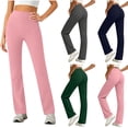 thumbnail image 2 of Women's Straight Leg Workout Yoga Pants, Versatile Solid Stretch High Waisted Business Casual Trousers with Pockets, 2 of 6