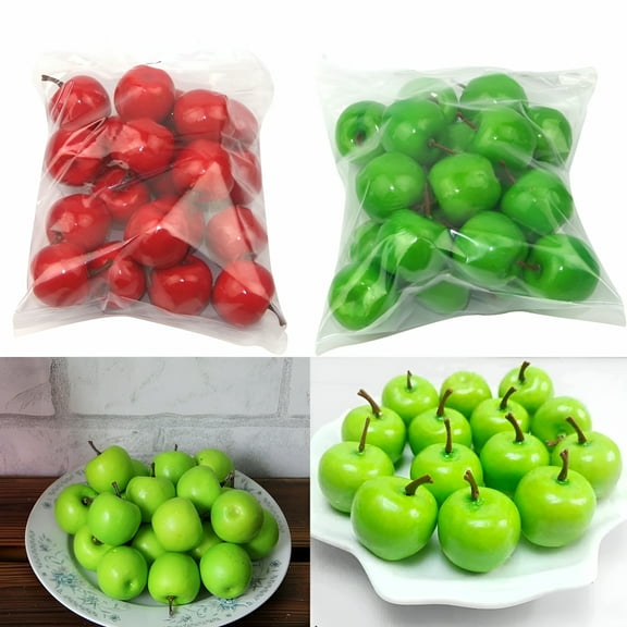 ZEPARO 20Pcs Plastic Artificial-Apples Fruits Lifelike Kitchen Fake Fruit Home Decor 1.4inch
