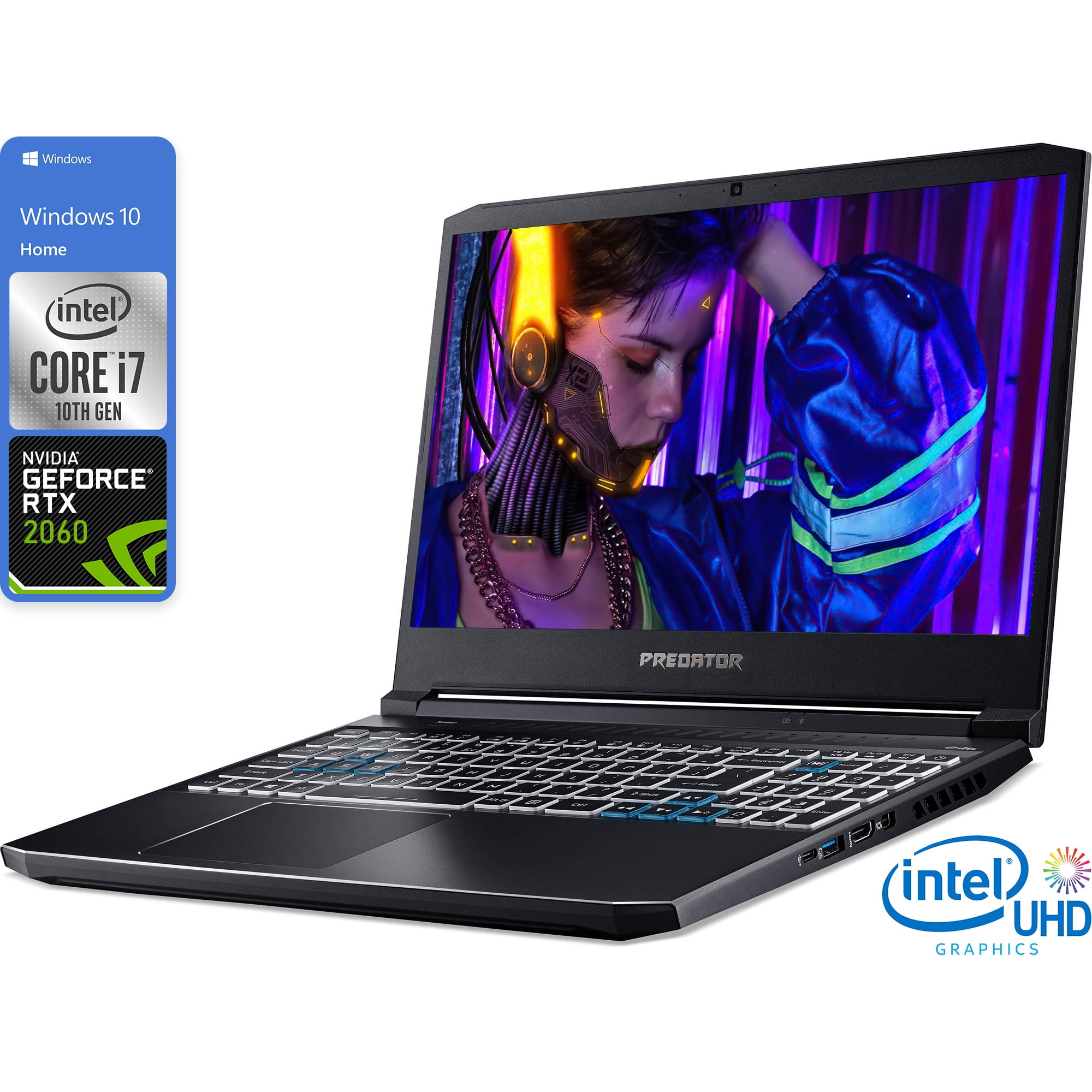 Acer Predator Helios 300 Gaming Notebook 15.6 144Hz FHD Display Intel Core i7 10750H Upto 5.0GHz 16GB RAM 512GB NVMe RTX 2060 HDMI Mini DisplayPort Wi Fi BT Windows 10 Home NH.Q7YAA.004 Walmart