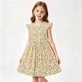 thumbnail image 5 of Aline Floral Dress Girls Ruffle Sleeve Casual Cute Summer Dresses Cotton Going Out Trendy Outfits Khaki, 8 Years, 5 of 7