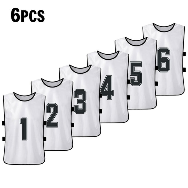 Tignapoo 6-Pack Adult Reversible Team Vests with Numbers 1-6 - Comfortable and Breathable for Sports Activities - Available in Various Colors and Sizes