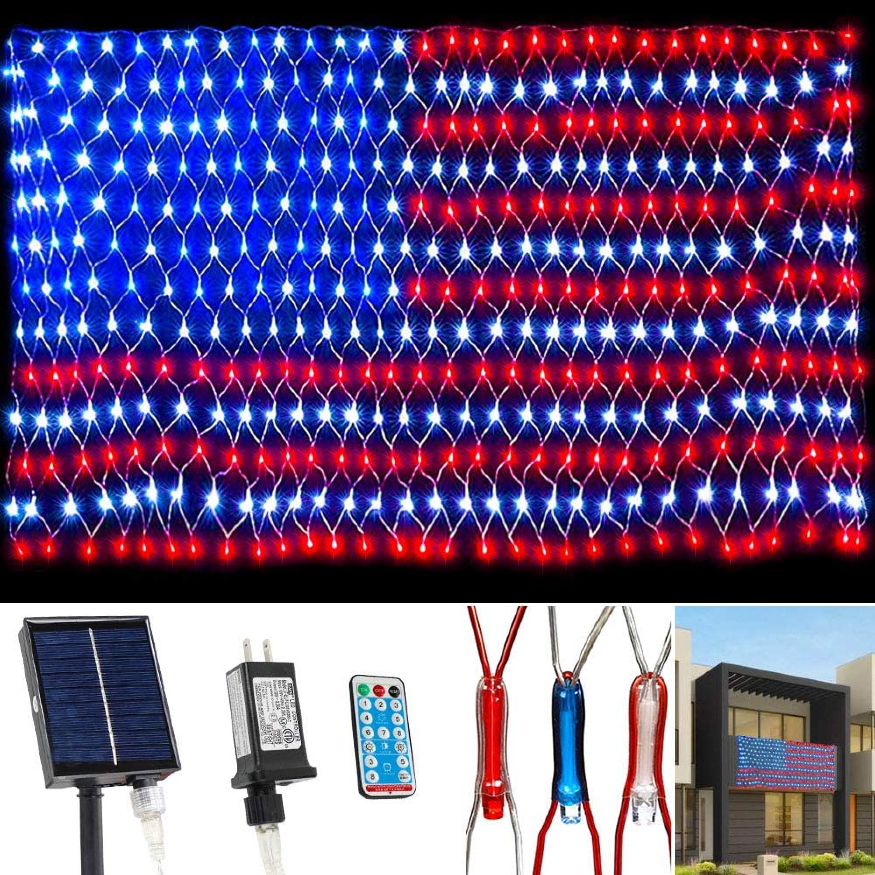 Solar American Flag Light 420 Led Solar Waterproof
