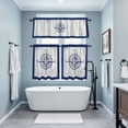thumbnail image 3 of Blue Compass Nautical Kitchen Curtains Sets for Windows 36 Inch Length, Coastal Abstract Art Retro Rod Pocket Window Treatments Tier Curtains and Valances Set for Bedroom/Bathroom, 3 of 8