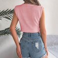 thumbnail image 3 of Tank Tops For Women Pink Womens Tops Fashion Chic Neck Cap Sleeve Hollow Out Knitted Slim Crop Womens Tank Tops, 3 of 5