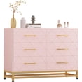 thumbnail image 1 of Twister.CK Commode Double à 6 Tiroirs pour Chambre, Commode pour Salon Couloir Entrée, Rose, 1 of 7