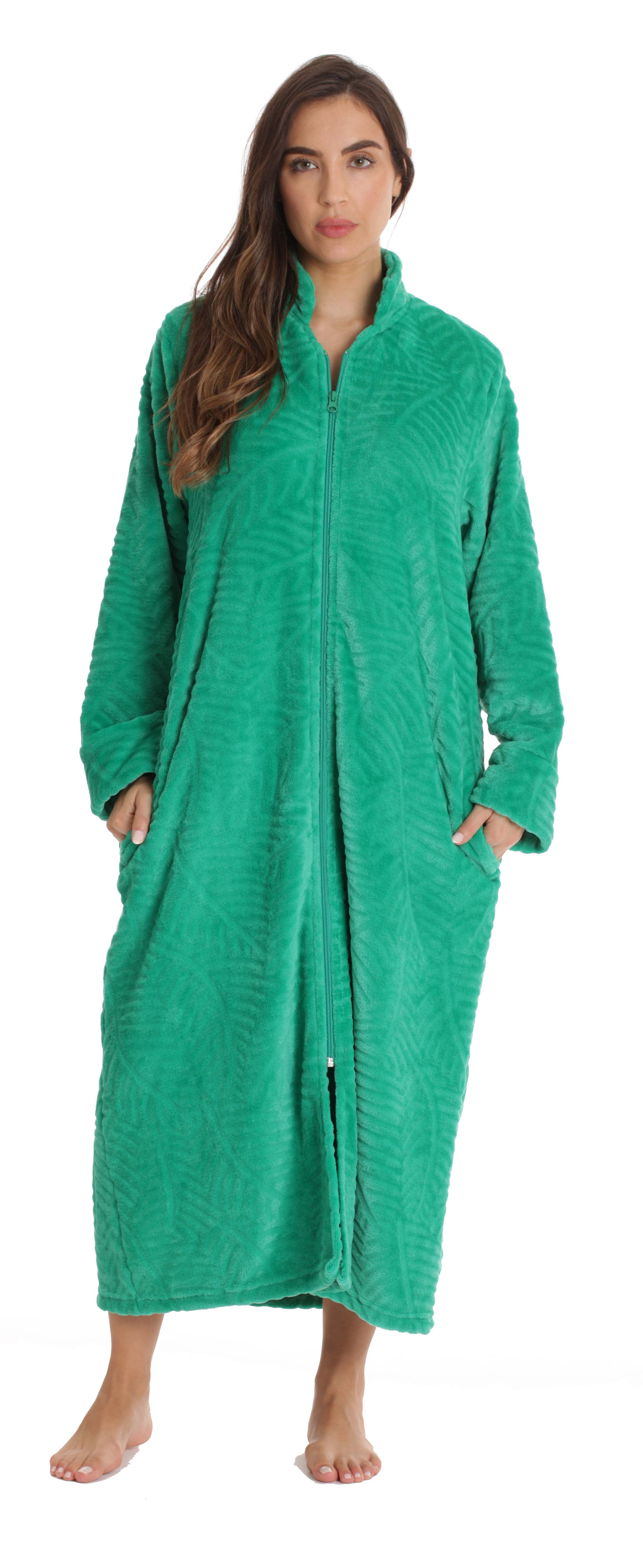 Just Love Plush Zipper Lounger Robe (Green, 3X)
