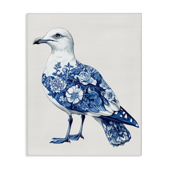 Funky Toile Seagull Canvas Wall Art, design by Lettered and Lined