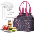 thumbnail image 4 of Pioneer Flower Drawstring Lunch Bag Women - Drawstring Lunch Bag Insulated for Work Office - Stain-Resistant Large Lunchbags for Women with Multi-Pockets, 4 of 6