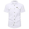 thumbnail image 4 of Mens Button Down Shirt Summer Tee Loose Button down Shirt Basketball Shirts Men Shirts Bulk Stage Clothes Musicians Mens T Rose Men Pack of Tee for Romper Men's Casual Slim Fit White L, 4 of 4