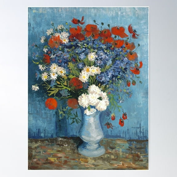 Vincent Van Gogh Vase With Cornflowers And Poppies Poster Wall Art, Modern Wall Decor For Living Room Bedroom, 8x12 UNFRAMED