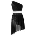 thumbnail image 5 of iiniim Girls Lyrical Dance Shiny Rhinestones Crop Top with Skirted Leotard 2-Piece Ballet Dance Outfits Black 10, 5 of 7