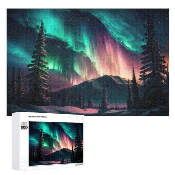 1000-Piece Aurora Lights Puzzle – Stunning Challenge for All Ages, Ideal for Game Nights & Decor