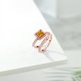 thumbnail image 4 of Gem Stone King 18K Rose Gold Plated Silver Women Wedding Engagement Ring Band Bridal Set Princess Yellow Citrine and Moissanite 1.16cttw, 4 of 5