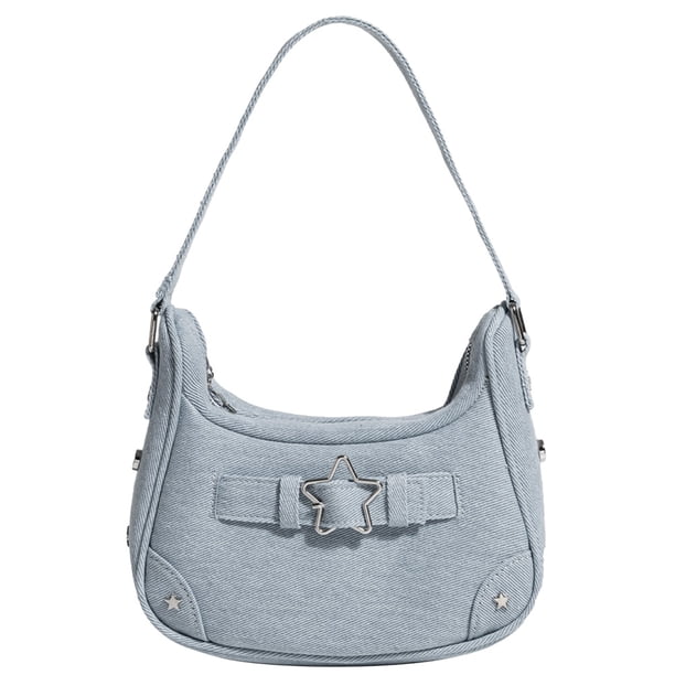 Bolso Hombro para Mujer Denim Y2K Bolso Con Asa Superior Regalo para Niñas Damas Hobos (Azul)