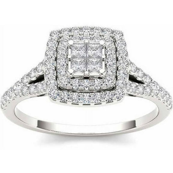 1/2 Carat T.W. Diamond 10kt White Gold Double Halo Engagement Ring