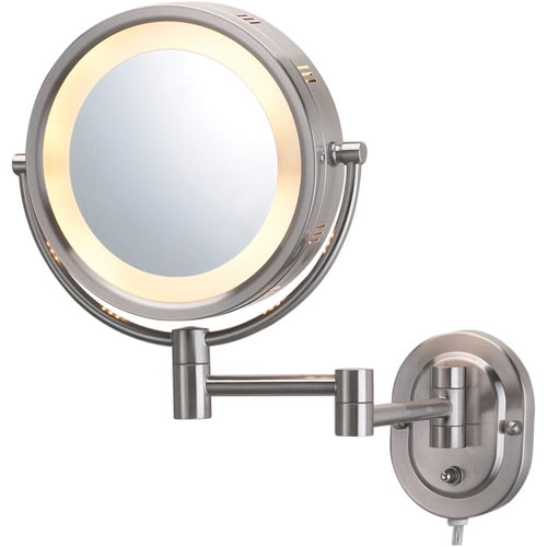 Jerdon HL65N 8Inch Lighted Wall Mount Makeup Mirror with 5x