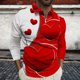 thumbnail image 1 of Blusa y camisa de manga larga con cuello vuelto para hombre, jersey de solapa con cremallera de manga larga, blusa informal con estampado de San Valentín para hombre, blusa de poliéster, 1 of 5