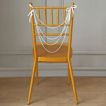 Balsa Circle 16 in White Pre-Tied Faux Pearl Garland Chiavari Chair Back Sash Beaded String Party Decorations