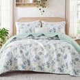 thumbnail image 2 of Exclusivo Mezcla Floral Quilt King Size, Faint Yellow King Size Quilt Bedding Set with Purple Floral and Vine Pattern, Reversible Lightweight Bedspreads Coverlets (104"x96"), 2 of 6