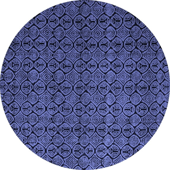 Ahgly Company Machine Washable Indoor Round Abstract Blue Modern Area Rugs, 7' Round