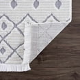 thumbnail image 4 of Hauteloom Broadway Collection Living Room Area Rug - Moroccan Trellis Farmhouse - High Low Fringe Carpet - White, Cream, Gray - 5'3" x 7'3", 4 of 6
