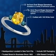 thumbnail image 2 of Gem Stone King 14K White Gold Yellow Citrine and Blue Diamond Engagement Ring for Women | 1.70 Cttw | Oval 9X7MM | Gemstone November Birthstone | Size 8, 2 of 6