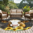 thumbnail image 5 of Round Rugs 5 Ft, Farmhouse Cow Non Slip Area Rugs for Kitchen Bedroom Entryway, Vintage Country Sunflower Botanical Black Washable Carpet Runner Rug Floor Mats for Bedroom Home Decor, 5 of 9