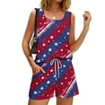 thumbnail image 4 of JULMCOMO 4th of July Two Piece Sets for Women USA Flag Sleeveless Tank Top Patriotic Short Sets Independence Day Square Neck Stars Stripes Clothes with Pockets Sky Blue XL, 4 of 8