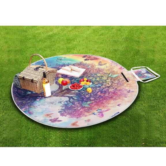 Picnic Blankets Teencool Beach Blanket Creatively Colorful Tree with Butterflies Pattern Outdoor Blanket for Travel