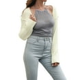 thumbnail image 3 of KOMOO Women Ribbed Knit Cropped Cardigan Long Sleeve Open Front Shrug Sweater Loose Jumpers Knitwear, 3 of 9