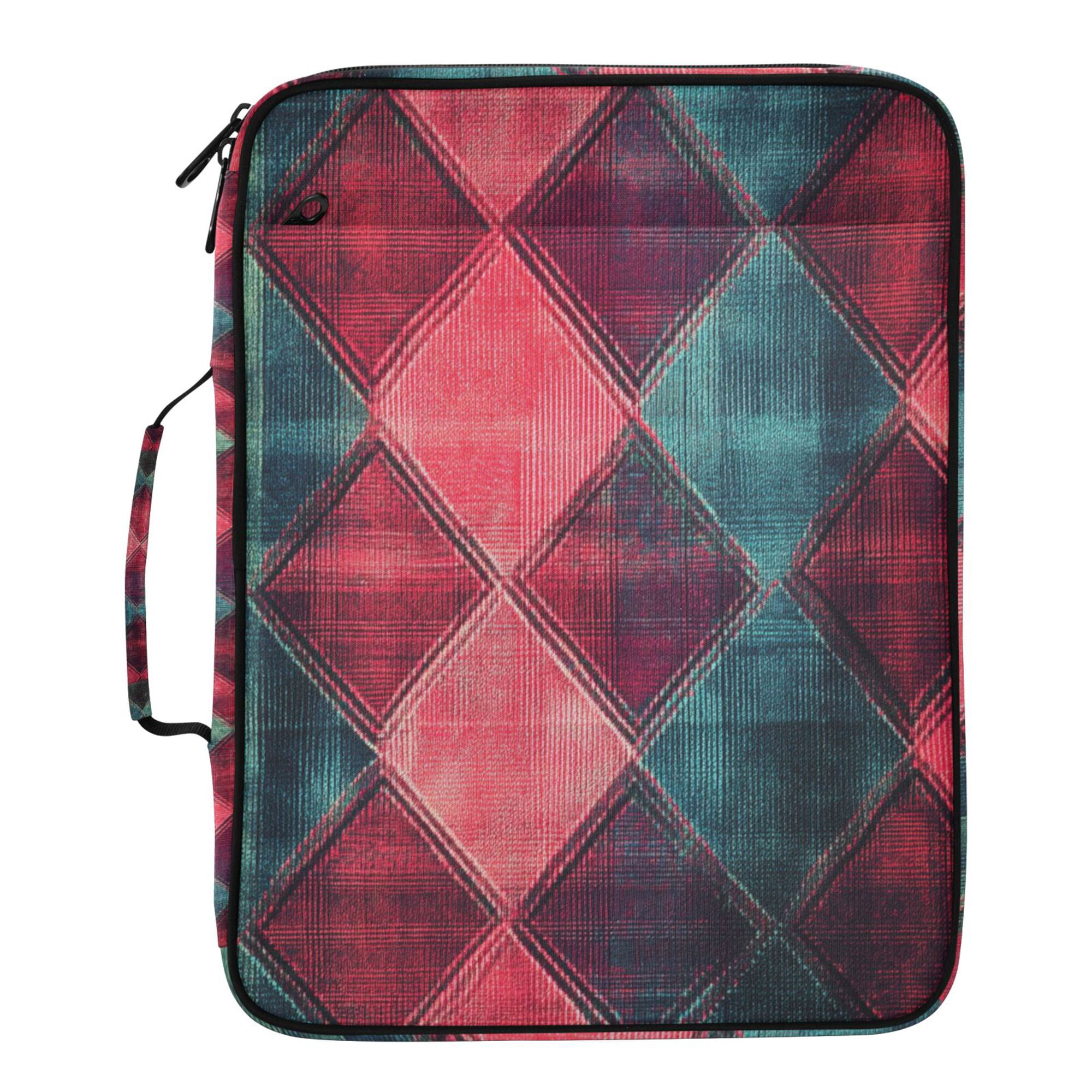 FORMRS Accordion File Folder A4 Size 7-Pocket Expanding Document Organizer Bag with 3 Ring Binder, Vibrant Green Tartan Pattern