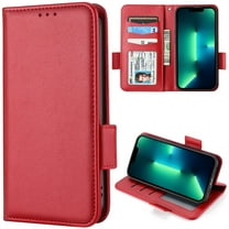 for iPhone 12 Mini Wallet Case with RFID Blocking Credit Card Holder, Lichee Patterned Luxury PU Leather Folio Flip Kickstand Protective Shockproof Cover Women Men Phone Case,Red