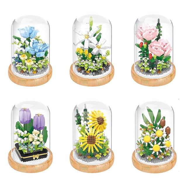 Bloques de construcción de ramo de flores, Kit de bloques de construcción de ramo de flores Diy, Juguetes