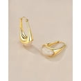 thumbnail image 3 of SNGIA 18K Gold Plated Oval Dangle Hoop Earrings with Cotton Resin Accent for Women, 3 of 6