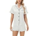 thumbnail image 2 of vigerkar Pajamas for Women Satin Womens Pajama Sets Short Sleeve Lounge Set 2-Piece Sleepwear Button-Down PJ Set White, S, 2 of 8