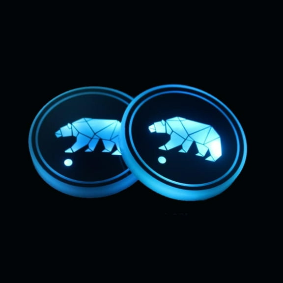 SHANJIA  2pcs LED Car Coasters, nimal LED Cup Pad Holder RGB 7 Colors Changing Lights USB Car Cup Coasters for Car Accessories