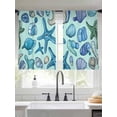 thumbnail image 2 of Ocean Creature Sheer Curtains 45 Inch Long 2 Panels, Conch Shell Blue Sea Starfish Cartoon Light Filtering Rod Pocket Curtains, Sheer Voile Drapes for Living Room Bedroom, 52"x45", 2 of 8