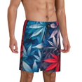 thumbnail image 6 of Mens Pajama Shorts, Red And Blue Leaves Sleep Shorts Men Pajama Bottoms Lounge PJ Shorts with Pockets, 6 of 6