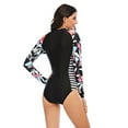 thumbnail image 5 of Women Long Sleeve Black Zip Front Swimsuit Surfing Swimwear Bathing Suit -2XL, 5 of 5