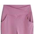 thumbnail image 6 of UAYOTSE Girls Cross Waist Flare Pants V Front High Rise Side Pockets Kids Back to School Stretch Trousers Fall,Sizes 7-8 Years, 6 of 6