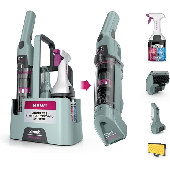 Restored Shark StainForce HX101 Cordless Portable Spot & Stain Cleaner for Carpet, Upholstery, Rugs, Stairs & Car Interiors, Lightweight Pet Mess & Spill Remover, Gray